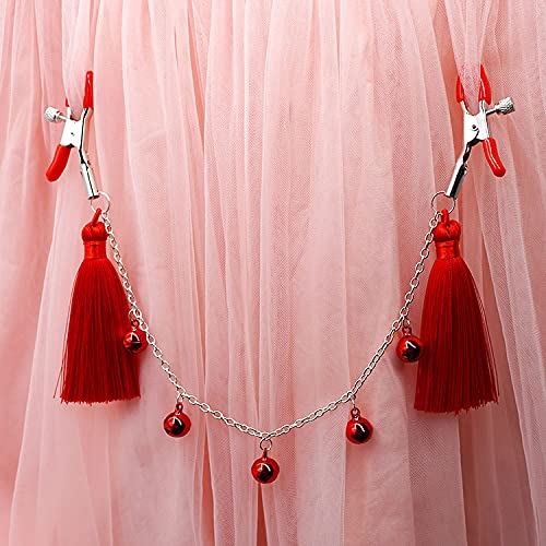 1 paire de chaîne de bijoux de corps cloche non perforante pour femme, rouge Cover