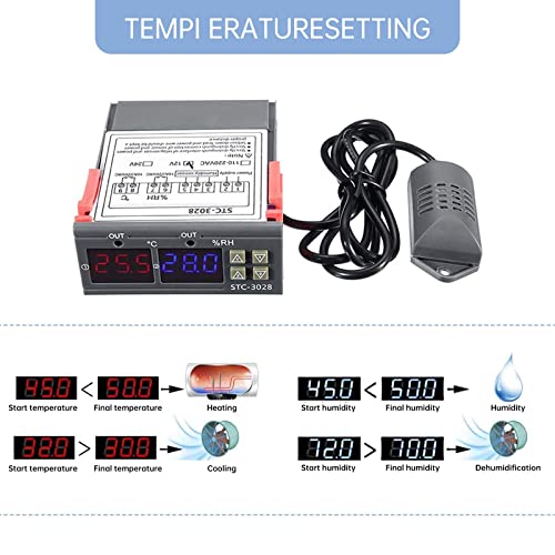 RUIZHI STC-3028 Numérique Température Humidité Contrôleur 110-220 V Thermostat Humidificateur avec Sonde de Capteur D'humidité Capteur pour Chauffe-Eau Réfrigérateur - Image 5