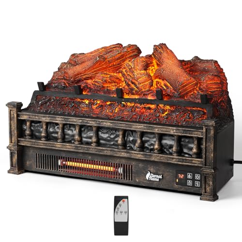 TURBRO Eternal Flame Infrared Electric Fireplace Logs, 23" Infrared Quartz, Remote Control Fireplace Insert Log Heater, Realistic Lemonwood Ember Bed, Thermostat, Timer, 1500W Bronze by TURBRO - Used condition - US$89.83