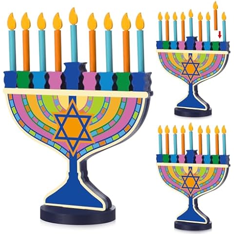 Colingmill 3 Pcs Hanukkah Menorahs Chanukah Wooden Candle Holders Menorah Hanukkah Candle Holder Jewish Gifts Decorations Centerpiece Party Favors Cover