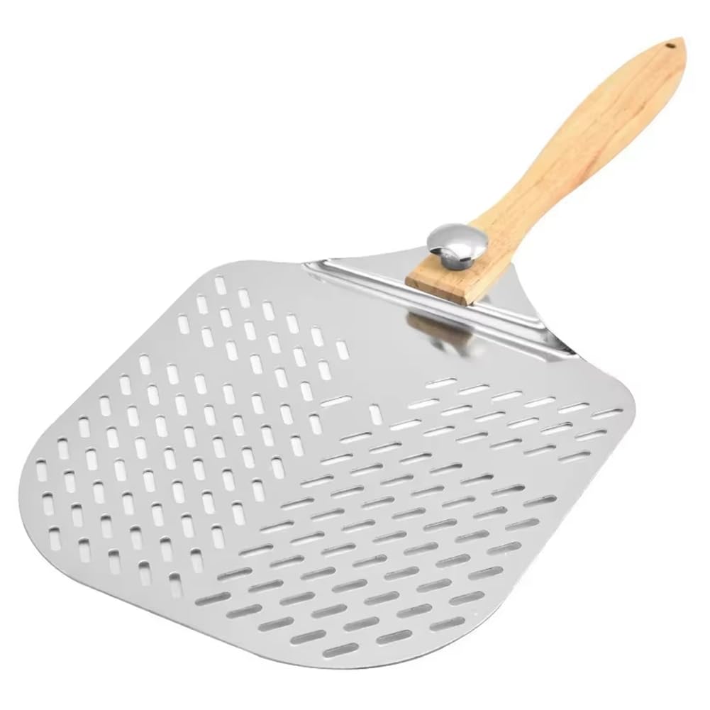 Hndhbfgrt Reusable Handle Non-Stick Perforated Pizza Shovel Light Weight Aluminium Pizza Paddle Spatula Pizza Peels