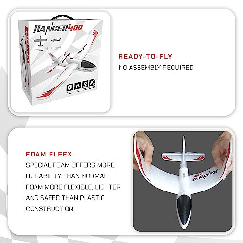 Volantexrc Ranger 400 One Key Remote Control Airplane With Xpilot Stabilization, Gyroscope, 3 Level Control, And Lightweight Design, Red And White #TOP3