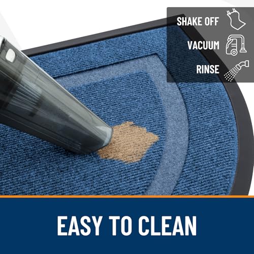 Image of OLANLY Half Circle Door Mat Indoor Outdoor Entrance Welcome, Waterproof All-Season, All-Weather Doormat, Sturdy Natural Rubber, Low Profile, Easy Clean Patio Porch Entryway Mat, 58x23, Light Blue