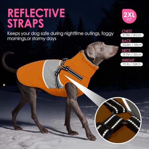 Image of AOFITEE Dog Coat Large Dog Winter Coat Waterproof Dogs Jacket with Harness