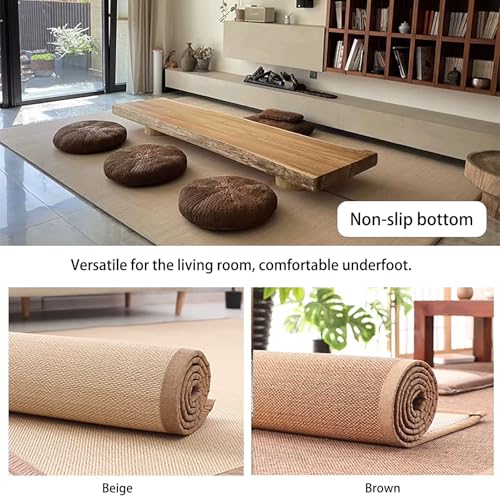 Tapis de sol marron tissé main 90x180 polyvalent epais pour interieur exterieur