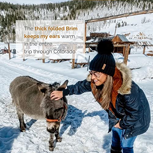 image for FURTALK Womens Winter Knitted Beanie Hat with Faux Fur Pom Poms Warm K