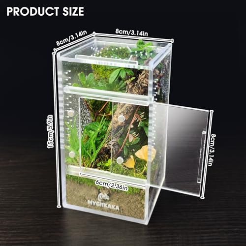 Image of MYGIIKAKA Jumping Spider Enclosure Accessories, Tarantula Spider Box, Bug Cage, Praying Mantis Habitat Enclosure, Snail Insect Terrarium, Caterpillar Habitat (3x3x6 inch) (Pack of 3)