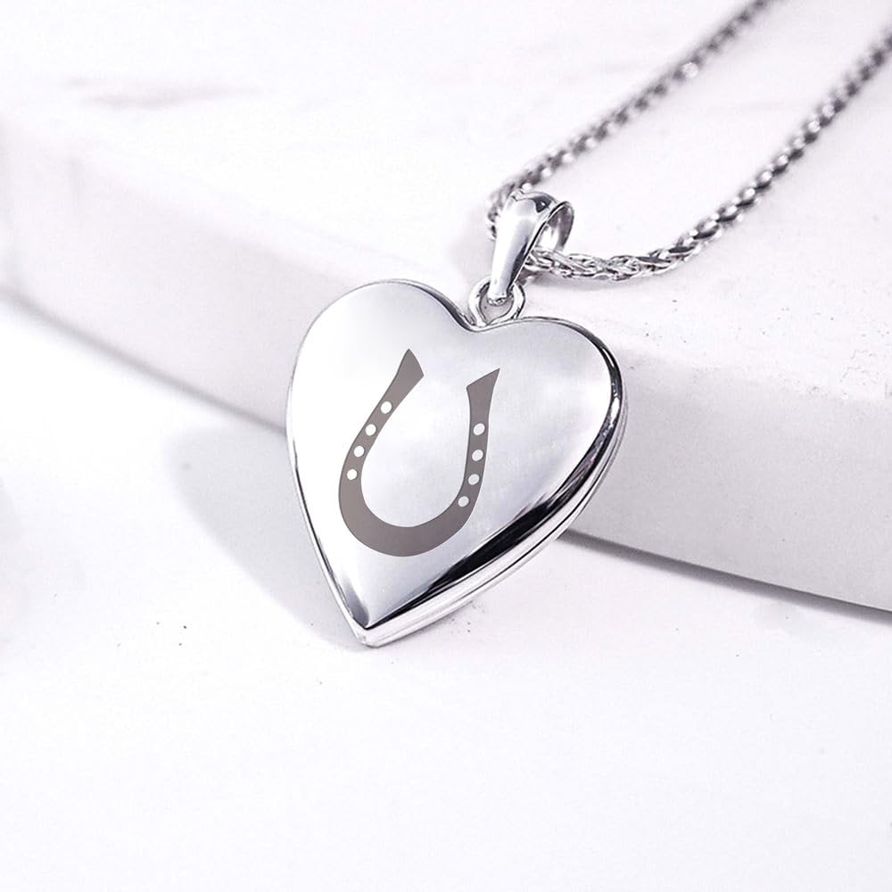 PicturesOnGold.com Sterling Silver Horseshoe Heart Locket 3/4 Inch X 3/4 Inch - Image 9