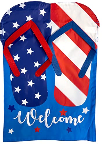 Patrioticflipflopssummerappliquegardenflag125x18briarwoodlane  Urban Country Home Decor Patriotic flip flops summer applique garden flag 125 x 18 briarwood lane  urban country home decor