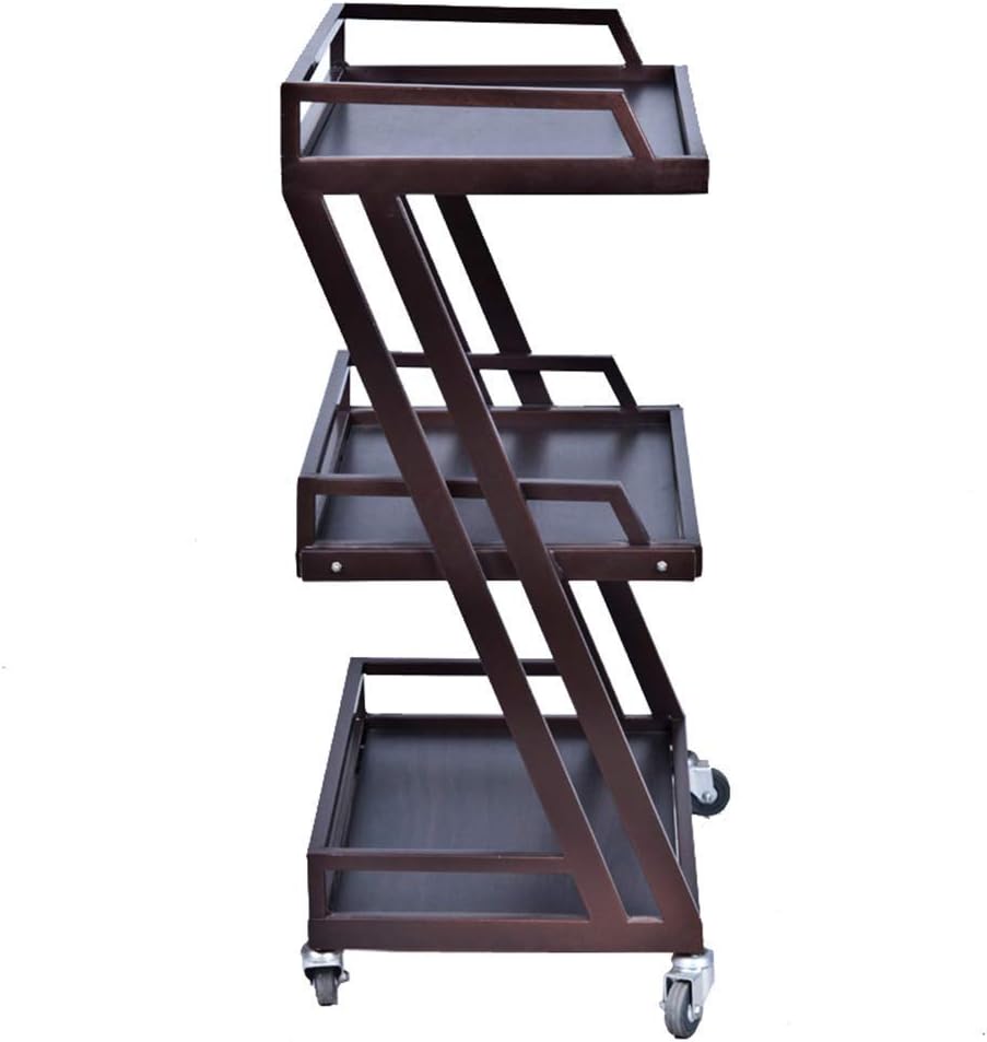 Wooden Beauty Salon SPA Service and Utility Cart Roller Trolley 3-Tier, Treatment Laboratory Equipment Carts Hotel Tool Car