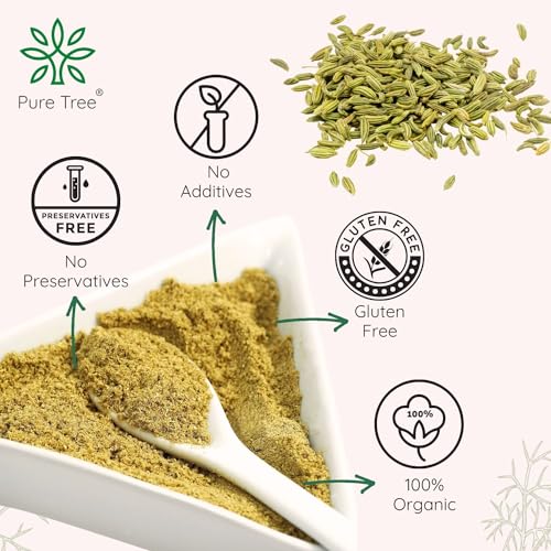Image of Pure Tree Certified Organic Saunf Powder | 175 g | Glass Jar | Fennel Seed Powder | Variyali, Sompu Powder | Gluten Free & Flavourful