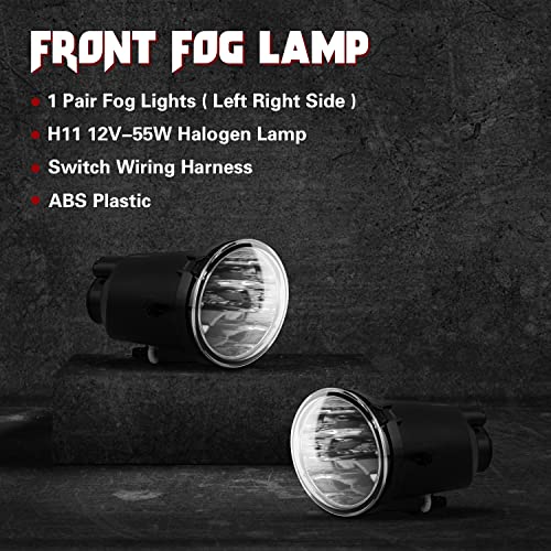 Rp Remarkable Power, Fog Light For 2000-2006 Tundra (Not Fit Steel Front Bumper Models)/ 2001-2007 Sequoia With 9006 12V 51W Halogen Bulbs And Wiring Harness& Switch Clear Lens Front Bumper Lamps Kit #TOP2
