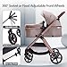 Lortsybab 2 in 1 Baby Stroller, Newborn Infant Toddler Convertible Pram Stroller for 0-36 Months Old Babies (Beige)