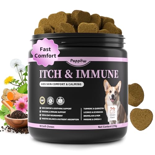 Itch Relief for Dogs - Turmeric Supplements for Itching Skin Comf...