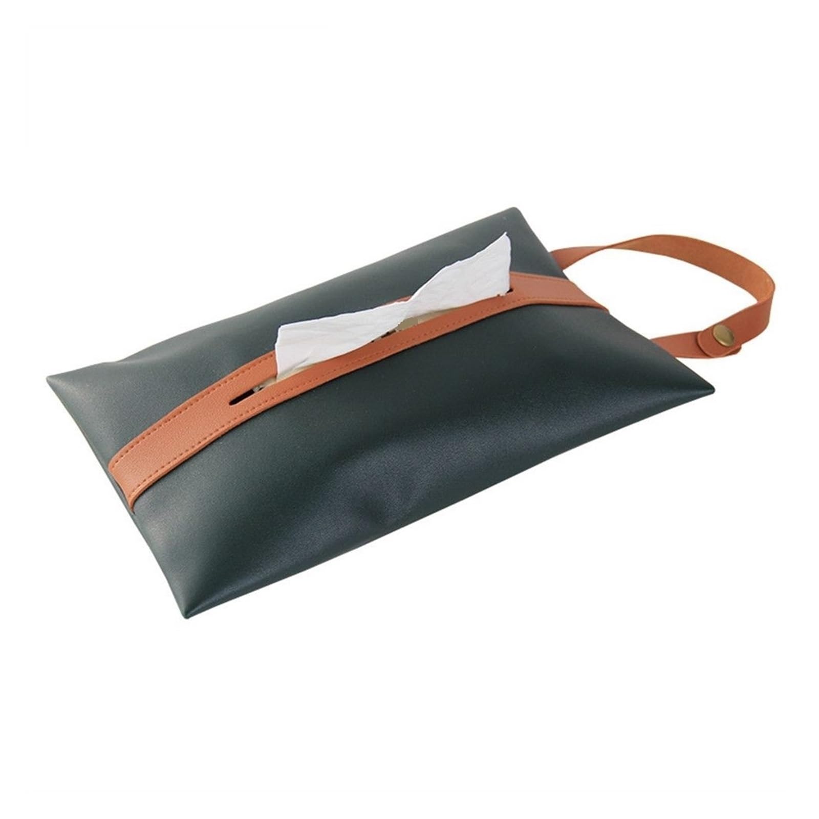 Xdgsdrdf Dark Green Hanging Pu Leather For Car Seat Back Toilet Tissue Storage Bag(Dark Green)