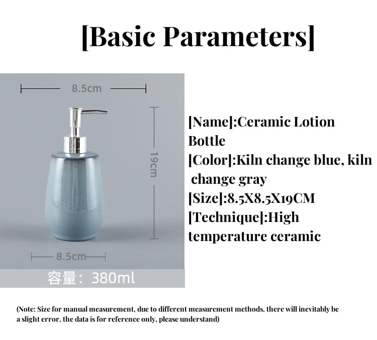 Kitchen Decor and Accessories,Pump Bottle Dispenser Vintage Aesthetic Ceramic Kiln-Changed Liquid Soap Dispenser Lotion Dispenser with Pump Modern Farmhouse Decor Blue Bathroom Kitchen Decor Kiln-Ch2