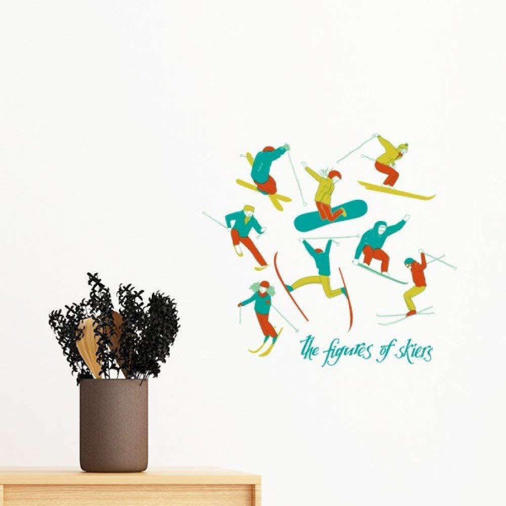 Sports d'hiver ski stickers mural 50cm grand format adhésif design