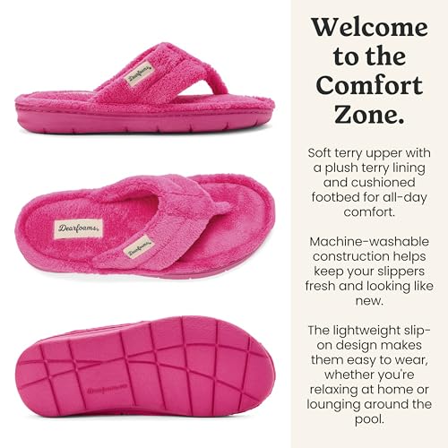 Image of Dearfoams Women's Melanie Colorblocked Microfiber Terry Thong Slipper