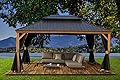 Kozyard Apollo 12’x16’ Hardtop Gazebo, Wooden Coated Aluminum Frame Canopy with Galvanized Steel Double Roof, Outdoor Permanent Metal Pavilion with Netting for Patio, Deck and Lawn (12ft x 16ft)