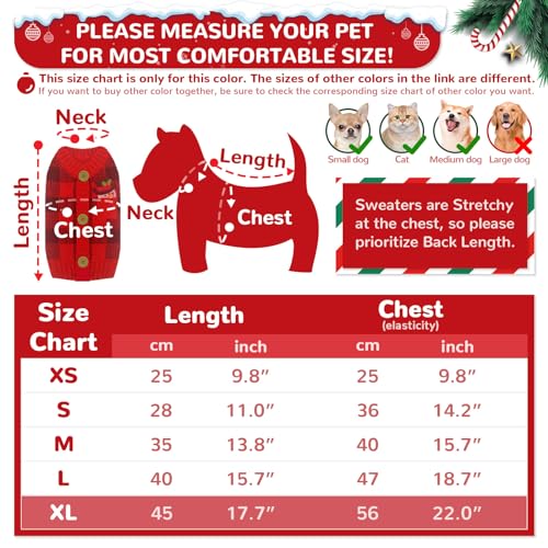 HRTTSY Dog Christmas Jumper Outfits V-Neck Red Plaid Snowman Puppy Dogs Sweater Clothes for Small Medium Large Dog Cat Warm Winter Knitwear Pet Pullover Vest,X-Large (Decorative Buttons. Can't Untie) - Image 4