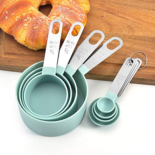 Olymajy Baking Measuring Cup Tools, Measuring Spoons, 8 stuks blauwe plastic maatbekers en lepels, keuken kookgerei voor vloeistoffen en vaste stoffen - Image 6