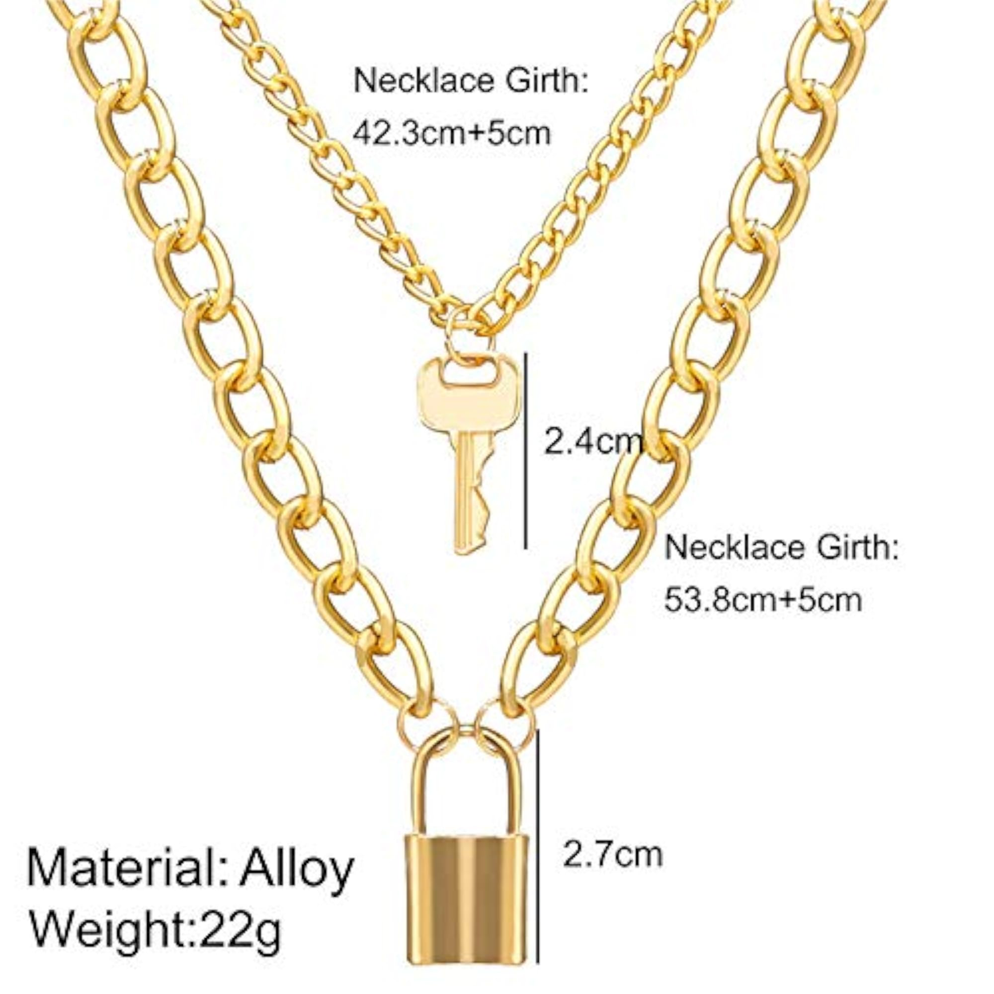 Valentine Layered Lock and Key Necklace