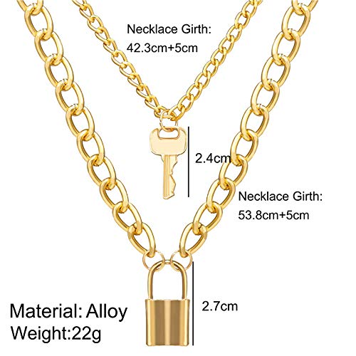 Valentine Layered Lock and Key Necklace