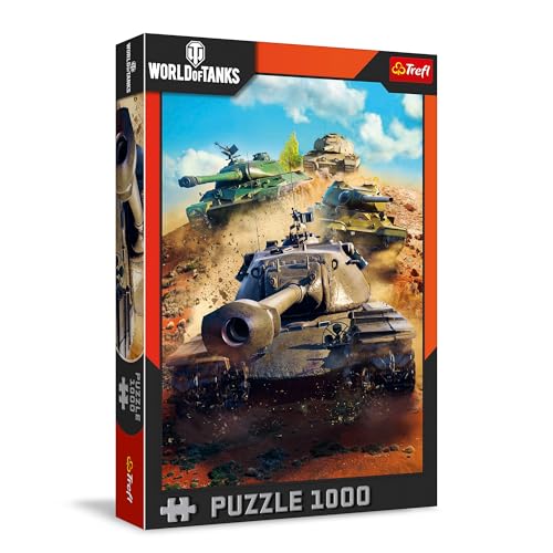 Trefl - World of Tanks, Les Chars en Action - Puzzle 1000 pièces - Puzzle avec Les Chars du Jeu Populaire, pour Adultes et Enfants de Plus de 14 Ans