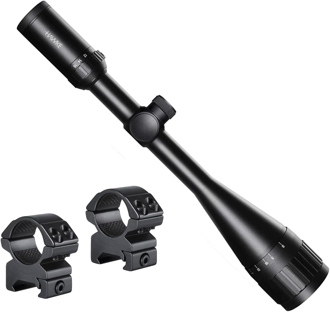Hawke Sport Optics 4-16x50 Vantage AO Riflescope with Mil Dot IR Illuminated Reticle and 2-Piece Rings Bundle (2 Items)