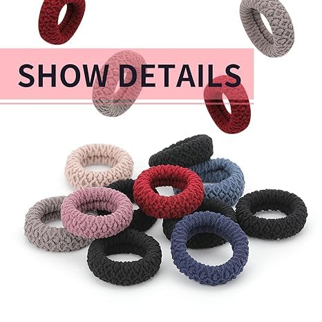 Image of GITGRNTH Soft Cotton Hair Ties for Women - No Damage Elastic Hair Bands - Durable Rubber Band for Women - Ideal Ponytail Holders - Comfortable Hair Accessories - Gentle on All Hair Types - Perfect for Thick and Thin Hair - Scrunches for Women - Kids Hair Rubber Band