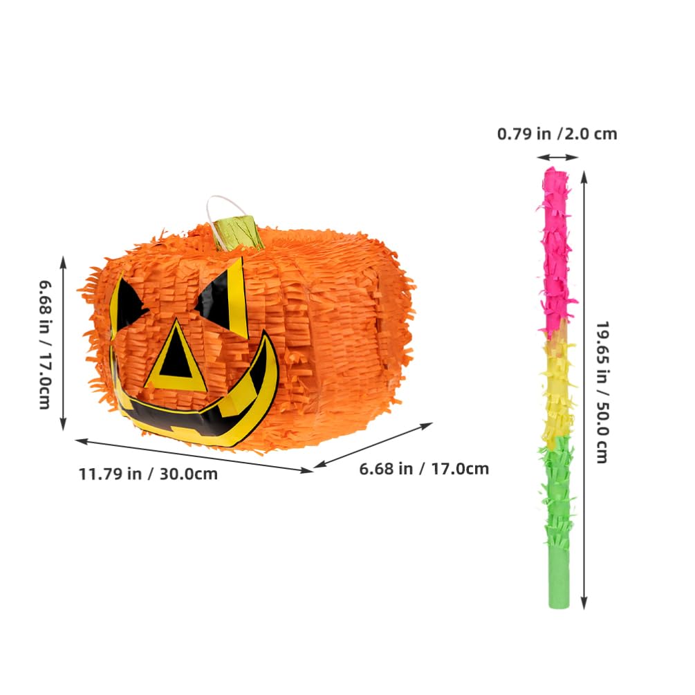 Angoily Halloween Pumpkin Pinata Set, Includes Pinata Stick Candy Fillers, 11.81 x 6.69 x 6.69 Inch, Party Decorations, Birthday Gatherings, Events