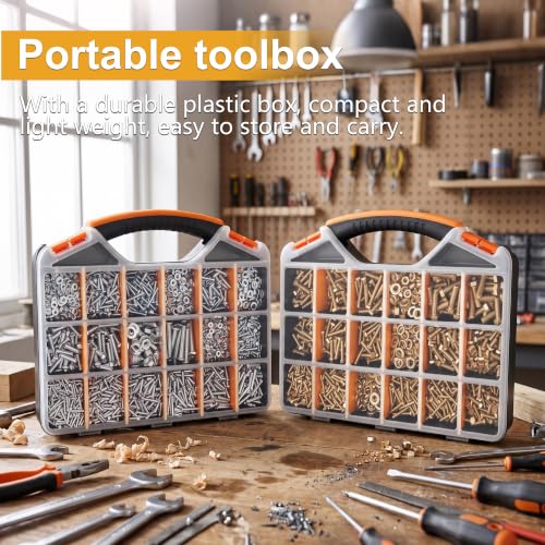 Image of weideer 3334PCS Hardware Assortment Kit, Metric&SAE Nuts and Bolts Assortment Kit,Phillips Head and Grade 8.8 Metric Hex Bolt, Nuts,Lock Washers. #6,#8,#10,1 /4,5 /16,3 /8,1 /2,M3,M4,M5,M6,M8.(10-65mm)