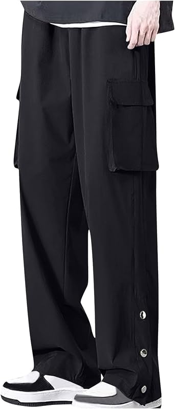 2026 Trendy Plus Size Cargo Pants for Men Straight Wide Leg Tactical Loose Hiking Outdoor Sweatpants with Pockets