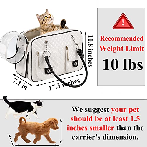 Newele Fashion Pet Carrier, Small Dog Carrier, Cat Carrier, Quality Pu Leather Dog Purse, Collapsible Portable Pet Carrying Handbag For Travel Walking Hiking - White #TOP1