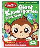 Evan-Moor Giant Kindergarten Workbook, 175 Activities Ages 5-6, Letters, Alphabet, ABCs, Numbers 0-20, Counting, Early Reading, Early Writing, Reading ... Math, Matching, Sequencing (Giant Workbook)