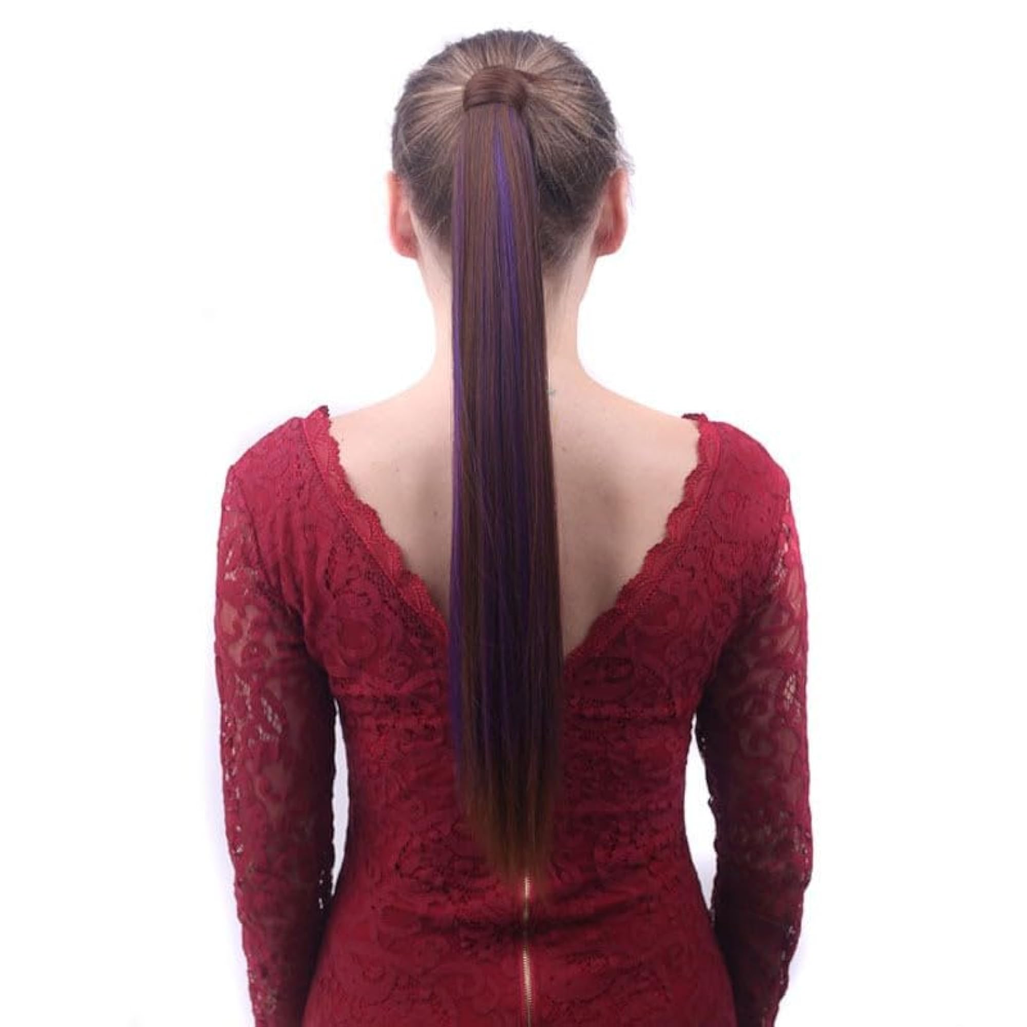 22 Inch Long Straight Ponytail Wrap Around Hair Extension, Brown