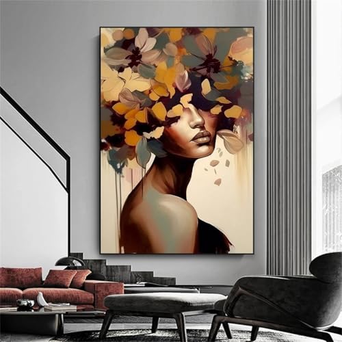 Art mural portrait de femme et affiche graffiti coloré pour décoration salon moderne 35x50cm