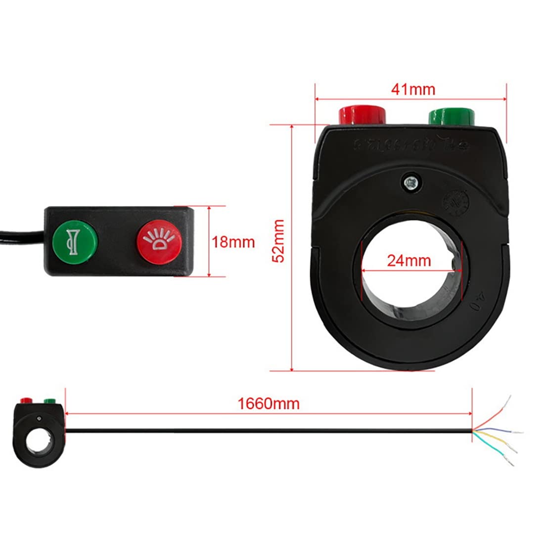 Set di luci Anteriori e Posteriori per Bicicletta elettrica 12-72 V Kit di Cavi di Collegamento per fanale Posteriore per Bici elettrica Accessori per Bici elettriche