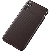 Aksesuarcim Apple iPhone XS ile Uyumlu K l f Silikon  nce Karbon L x Parmak  zi Yapmayan Tarz Kapak Kahverengi