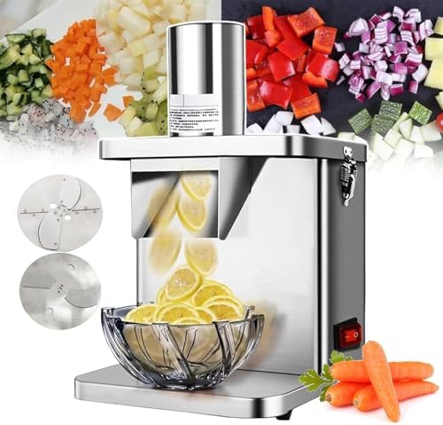 Commercial Electric Vegetable Cutter & Fruit Slicer - Stainless Steel Food Processor for Tomatoes, Cubes & Pieces with 6/8/9/12/15 Knife Configurations - High Efficiency & Versatile Kitchen Tool