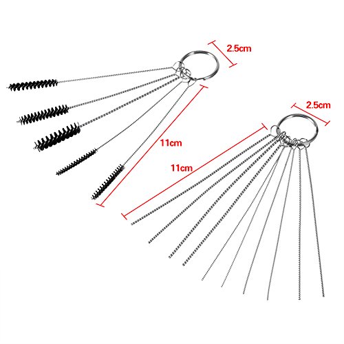Image of Carburetor Cleaning Kit, Carburetor Carbon Dirt Jet Remove Cleaner Tool Kit Includes 10 Cleaning Needles and 5 Brushes Tool Kits for Car Outboard Motor ATV Motorcycle Carb Jets