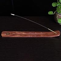 Vista 9 de Soporte para palo de incienso de madera, quemador de incienso de madera, soporte para incienso para palos con incrustaciones de latón, estilos