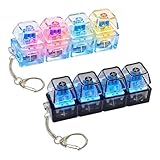 4-Key Keyboard Clicker Fidget Gadget with LED Lights, Stress Relief Tool for Office Desk & Focus, Satisfying Tactile Feedback Keychain for Adults (Black & White 2-Pack)