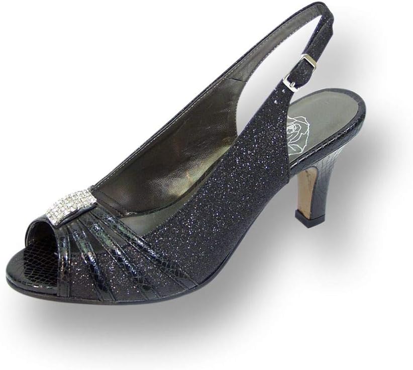 Floral Teri (DP774) Women Nice Fashion Wide Width Slingback Dress Pumps Black 8