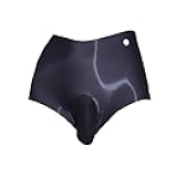 Men's Sexy See Through Sheer Ice Silk Panties High Elastic Low Rise Boxer Briefs with Sheath Underwear