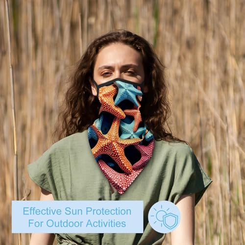 4 Pieces Cooling Neck Gaiter Face Cover for Sun Protection Starfish Face Mask Reflective for Men Women Fishing Cycling Hiking3