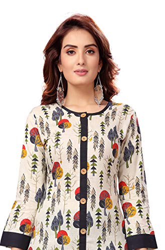 Image of madhuram textiles Women's Cotton Kurti with Rayon Plazzo Pent(M-2163 Off