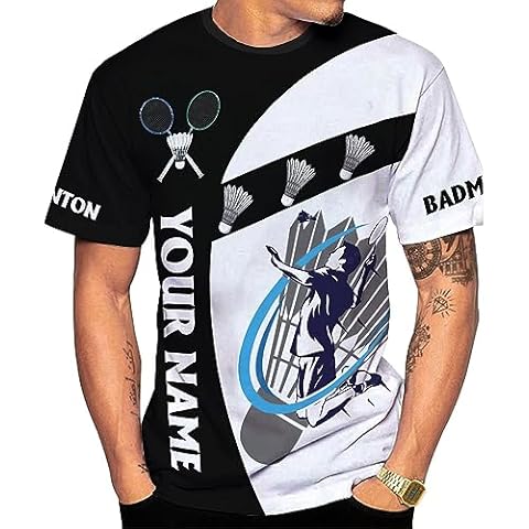 Riveprints Personalized Badminton Shirt 3D Over Print, Badminton Players T-Shirt, Badminton Sport Uniform Shirt for Men S-5XL (BMT 9) Cover