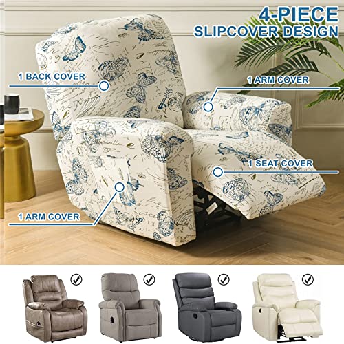 Image of Eco-Ancheng Recliner Slipcovers 4-Pieces Lazyboy Recliner Covers Recliner Couch Covers Recliner Chair Cover Non Slip Reclining Slipcovers with Storage Pockets Furniture Protector for Living Room