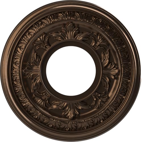 Ekena Millwork CMP10BACAB Baltimore Thermoformed PVC Ceiling Medallion (Fits Canopies up to 4 1/4"), 10"OD x 3 1/2"ID x 3/4"P, Metallic Antique Brass